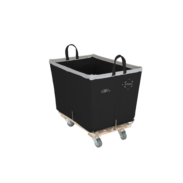 Steele Canvas Basket 6 BU Permanent Truck Black Vinyl w/Grey Vinyl - 4in Casters 926VBLKVGRYW4 - main